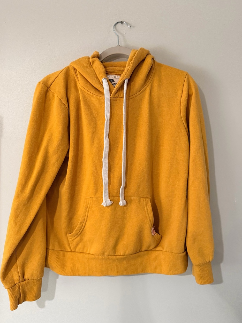 Reflex Mustard Yellow Pullover Hoodie with White Drawstrings